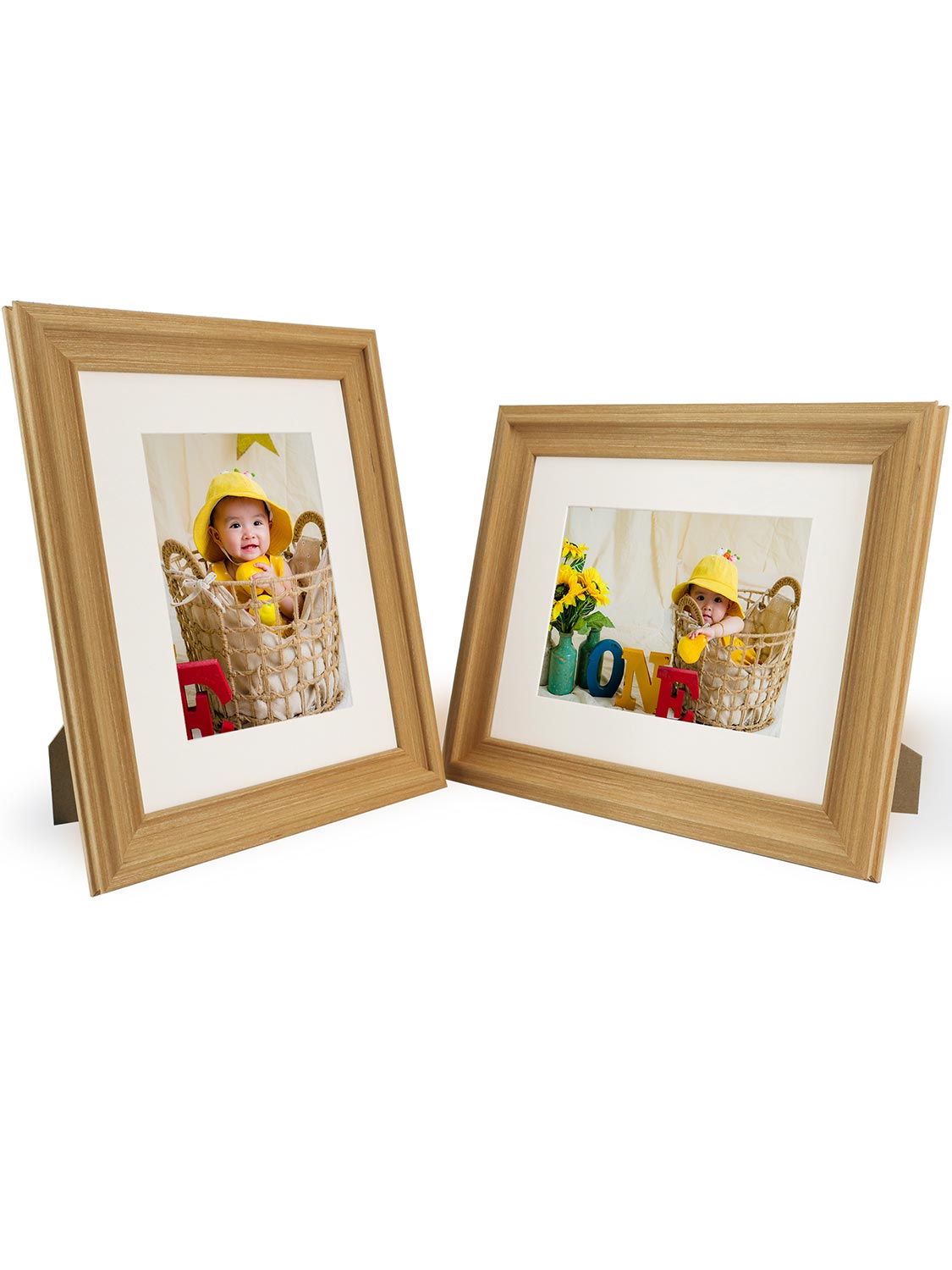 Solid Wood Picture Frame with Real Glass Set of 2 - Various Colors & Sizes Available