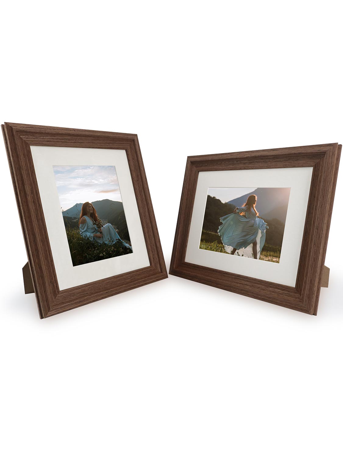 Solid Wood Picture Frame with Real Glass Set of 2 - Various Colors & Sizes Available