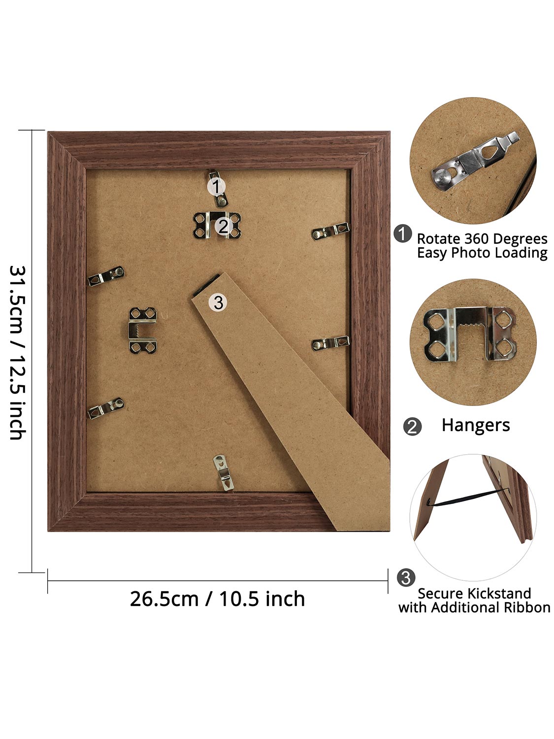 Solid Wood Picture Frame with Real Glass Set of 2 - Various Colors & Sizes Available