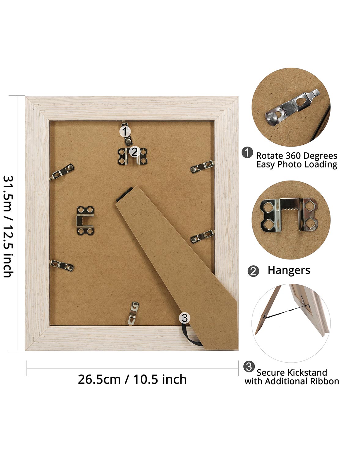 Solid Wood Picture Frame with Real Glass Set of 2 - Various Colors & Sizes Available