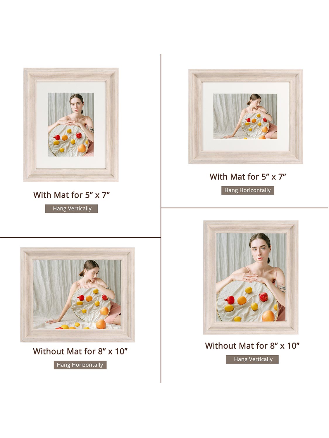 Solid Wood Picture Frame with Real Glass Set of 2 - Various Colors & Sizes Available