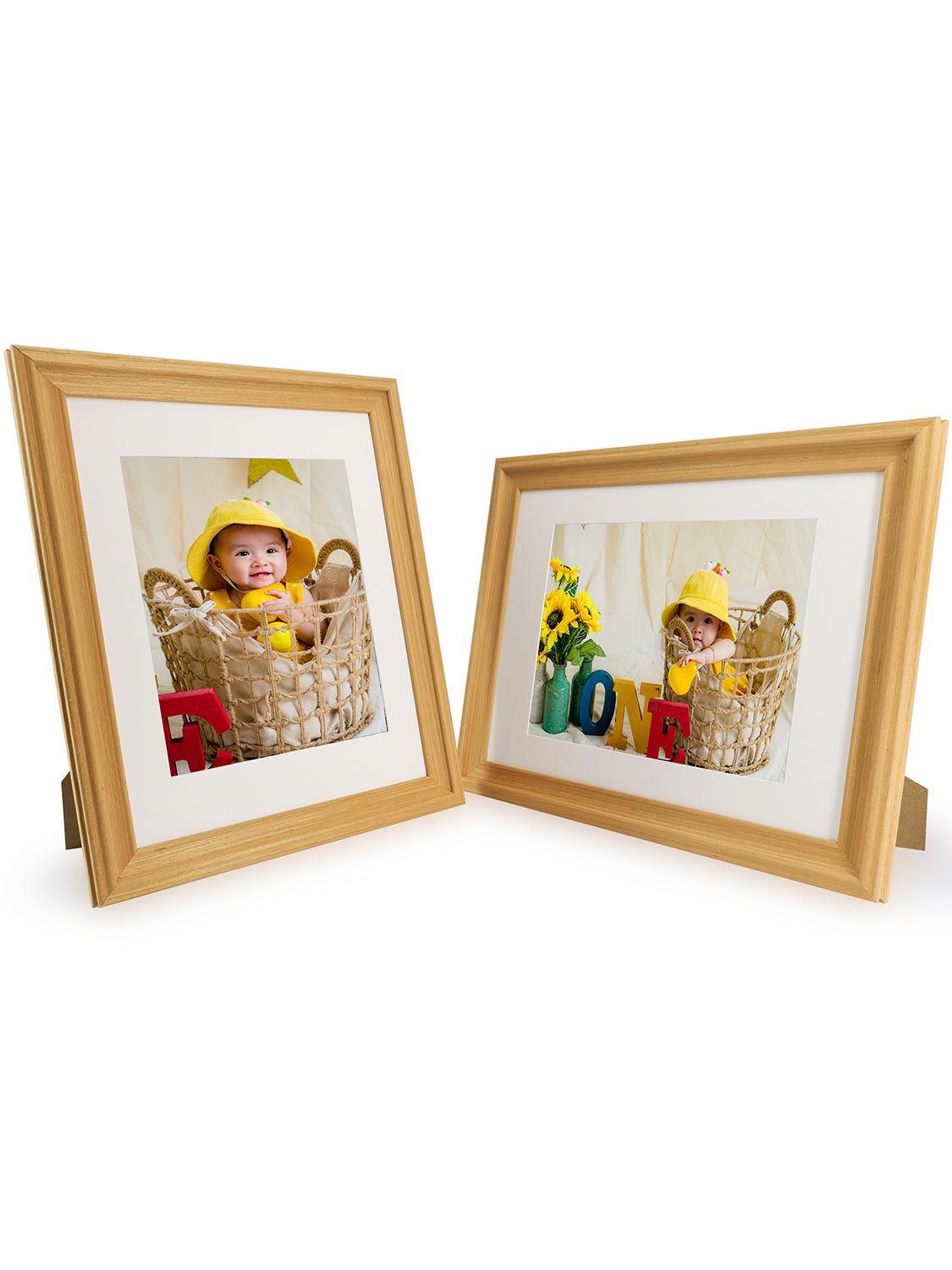 Solid Wood Picture Frame with Real Glass Set of 2 - Various Colors & Sizes Available