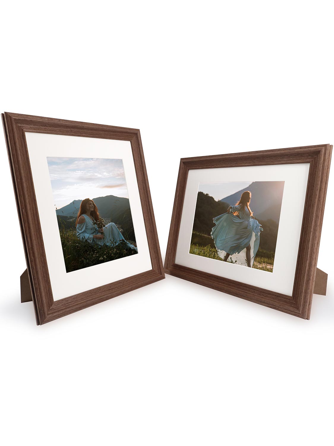 Solid Wood Picture Frame with Real Glass Set of 2 - Various Colors & Sizes Available