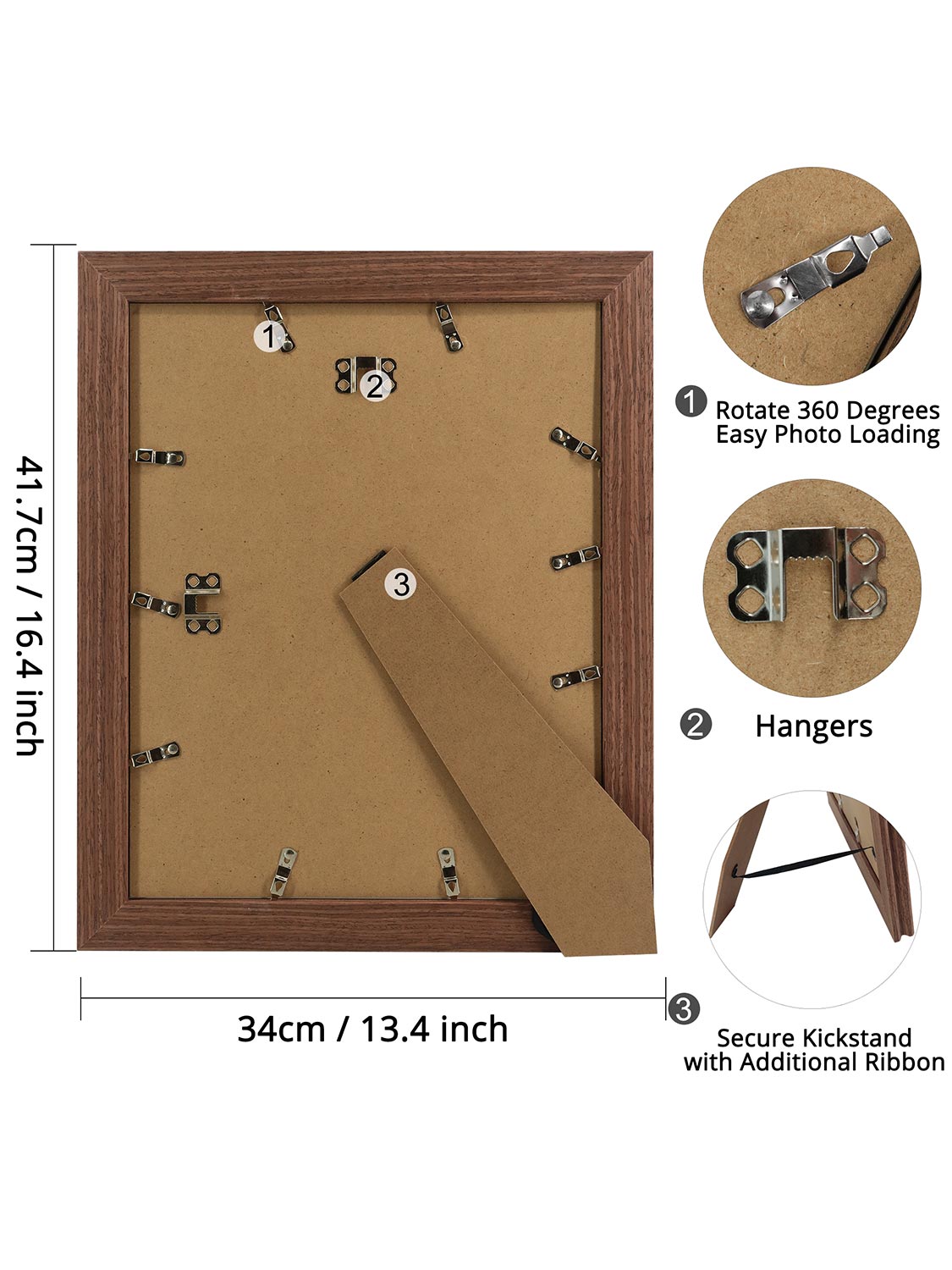 Solid Wood Picture Frame with Real Glass Set of 2 - Various Colors & Sizes Available