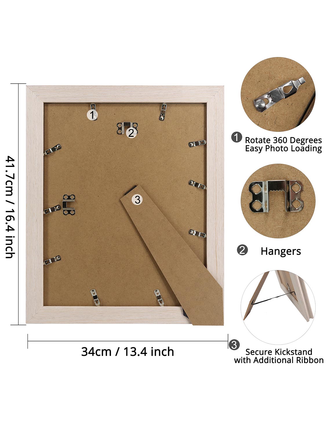 Solid Wood Picture Frame with Real Glass Set of 2 - Various Colors & Sizes Available