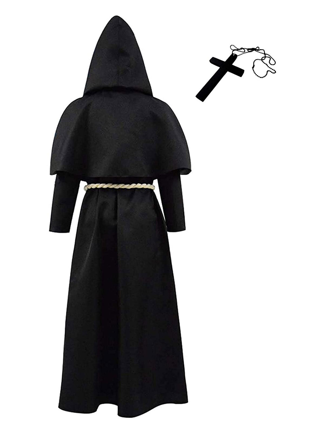 Unisex Medieval Gothic Hooded Monk Robes for Halloween Wizard Cosplay - 2 Colors Available