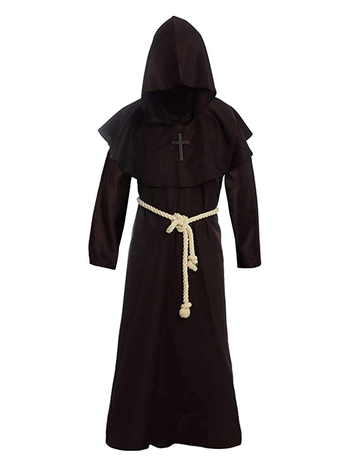 Unisex Medieval Gothic Hooded Monk Robes for Halloween Wizard Cosplay - 2 Colors Available