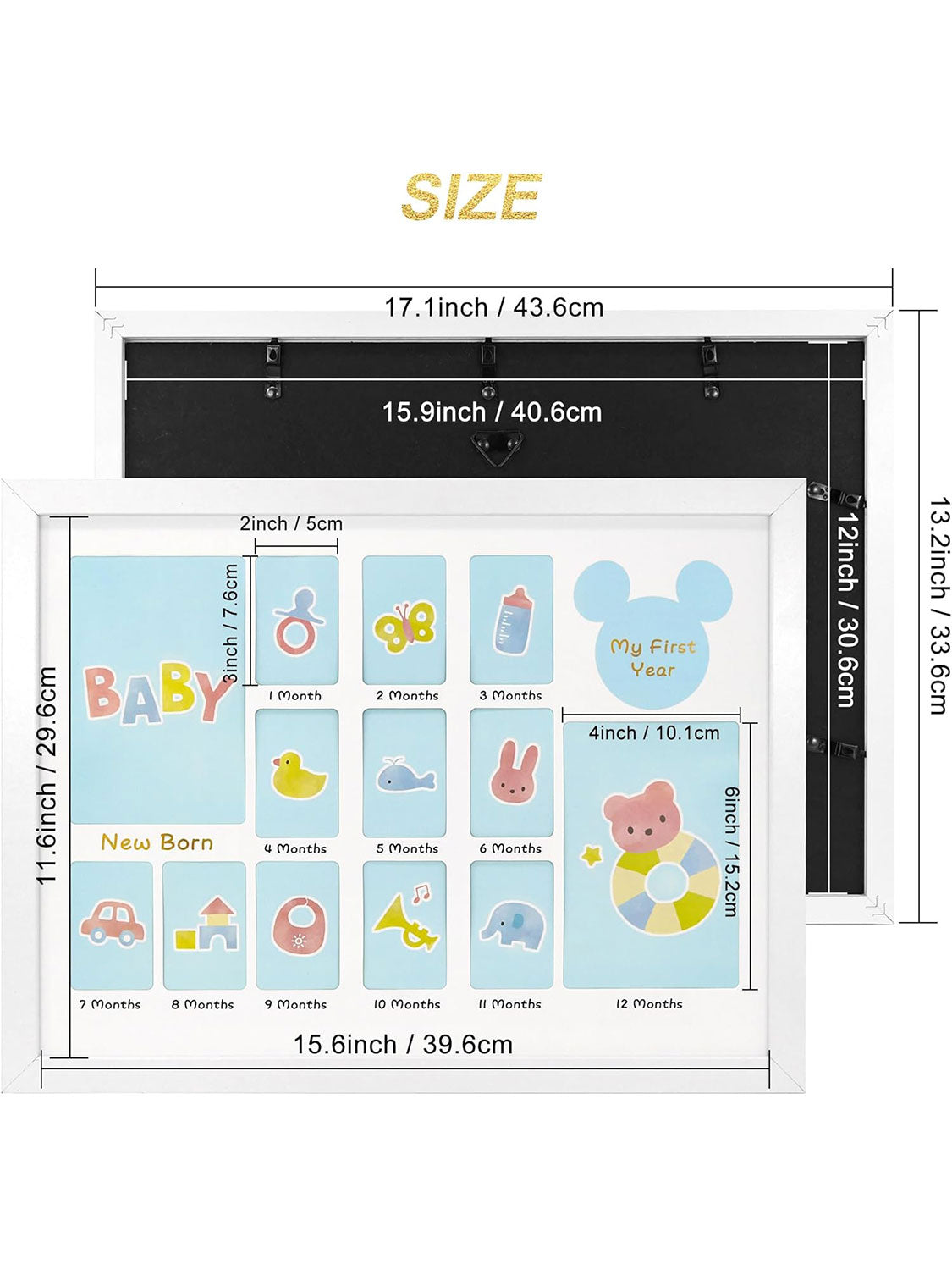 White 12x16 Baby's First Twelve Months Picture Frame