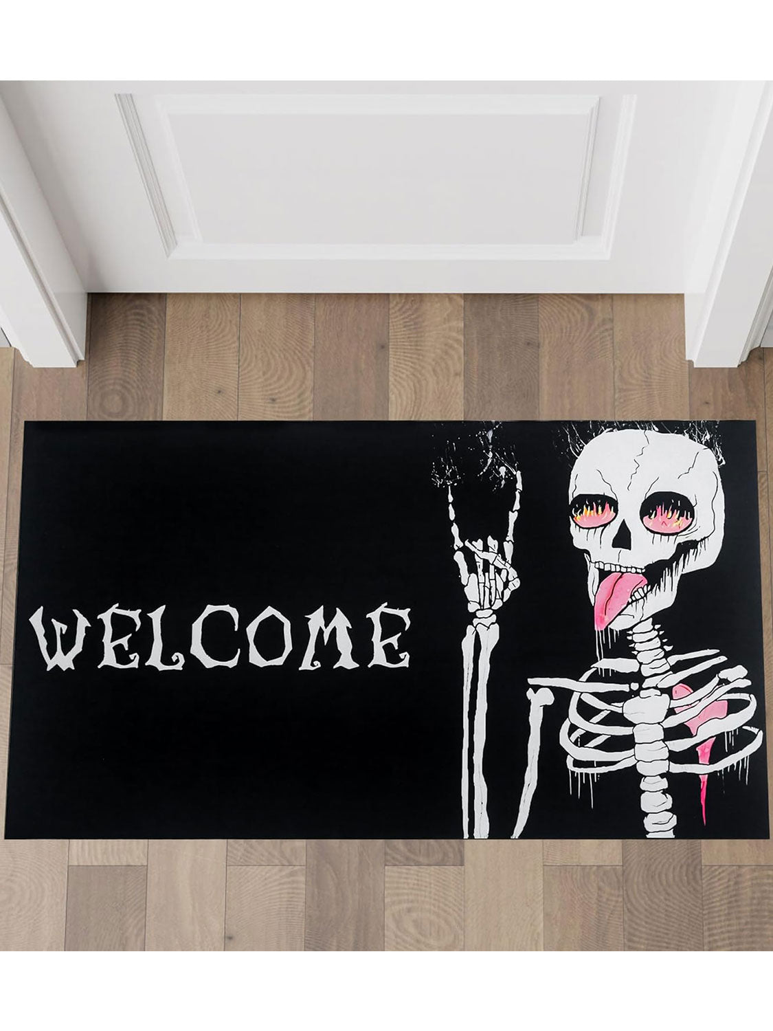 Funny Skeleton Outside Non-Slip and Washable Welcome Door Halloween Mat - 30*17