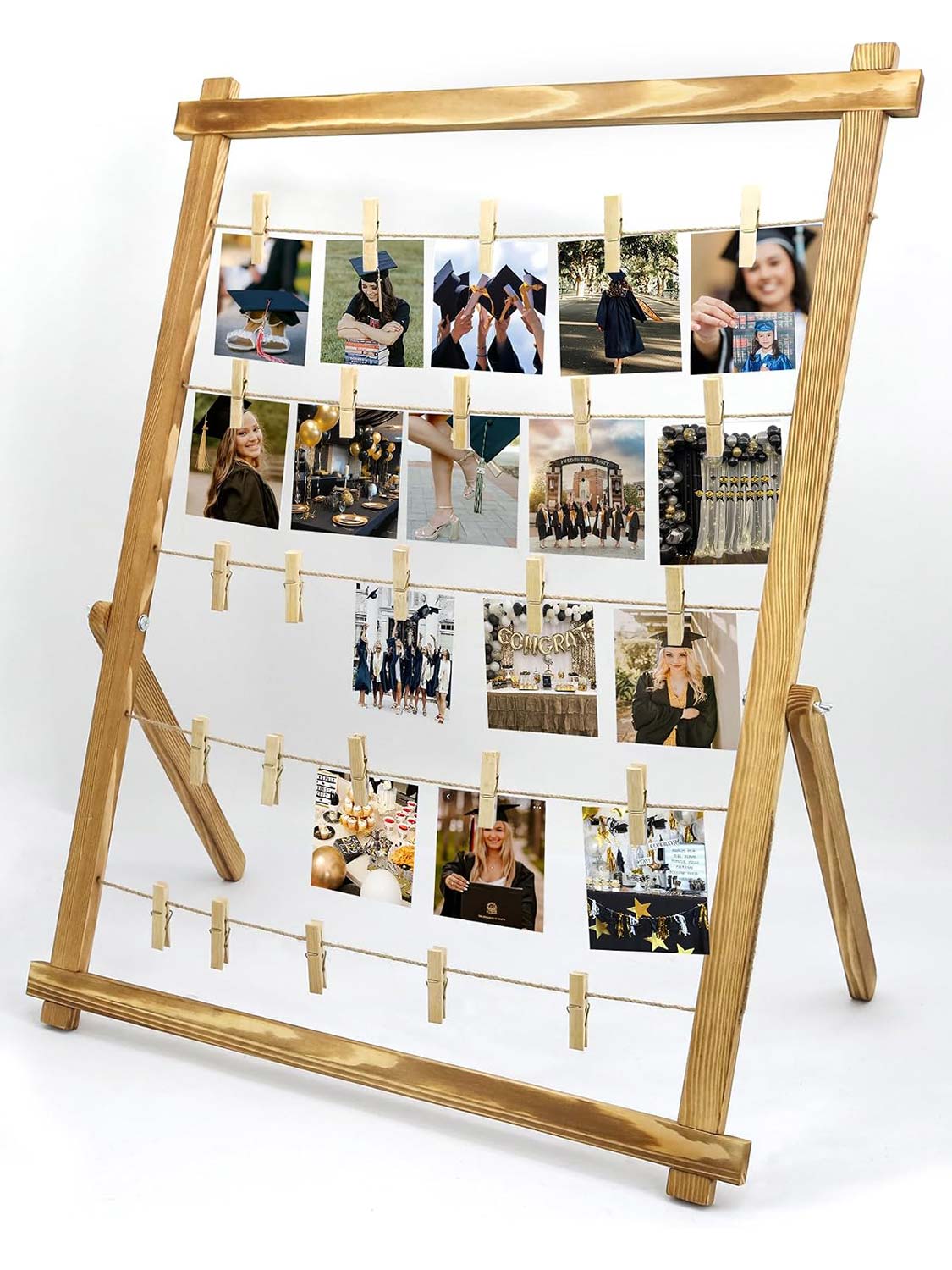33*25 Freestanding Wood Photo Display Board with Clips - 4 Colors Available