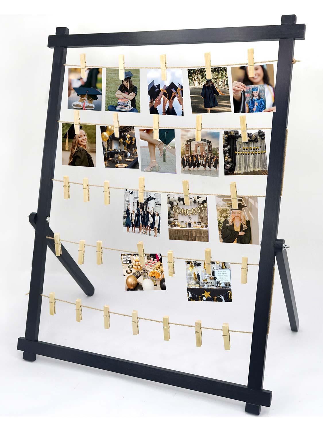 33*25 Freestanding Wood Photo Display Board with Clips - 4 Colors Available
