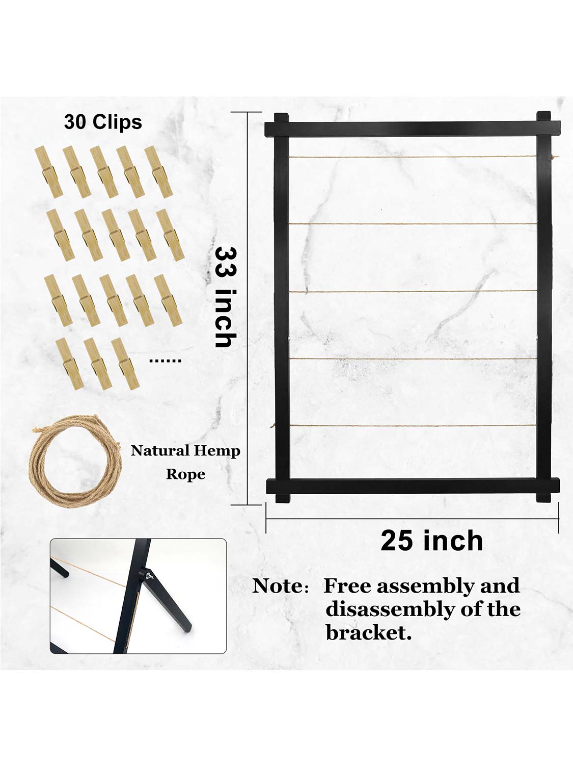 33*25 Freestanding Wood Photo Display Board with Clips - 4 Colors Available