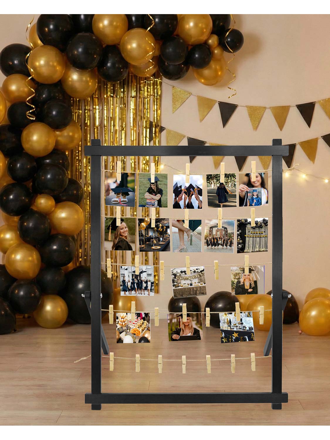 33*25 Freestanding Wood Photo Display Board with Clips - 4 Colors Available