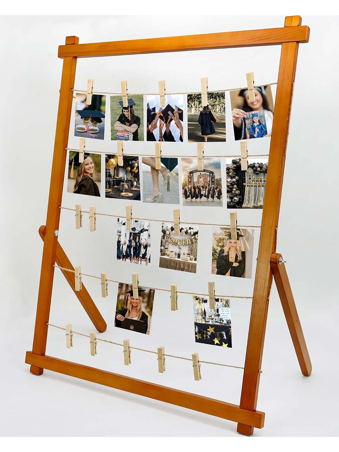 33*25 Freestanding Wood Photo Display Board with Clips - 4 Colors Available