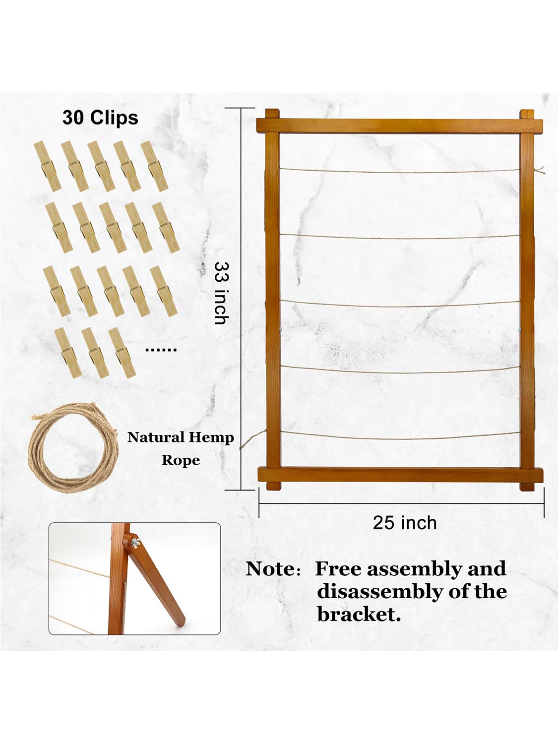 33*25 Freestanding Wood Photo Display Board with Clips - 4 Colors Available