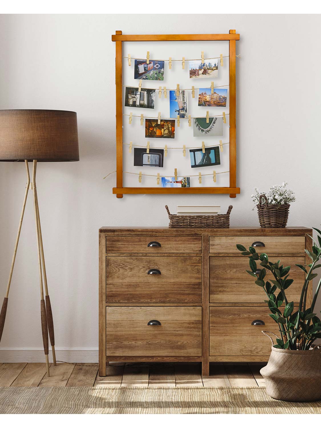 33*25 Freestanding Wood Photo Display Board with Clips - 4 Colors Available