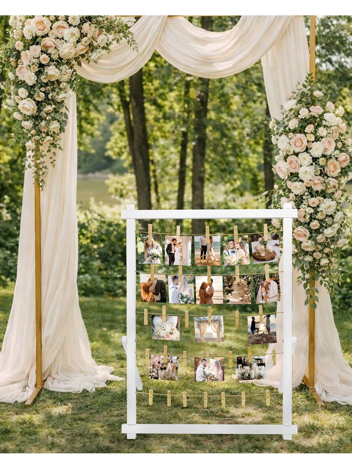 33*25 Freestanding Wood Photo Display Board with Clips - 4 Colors Available