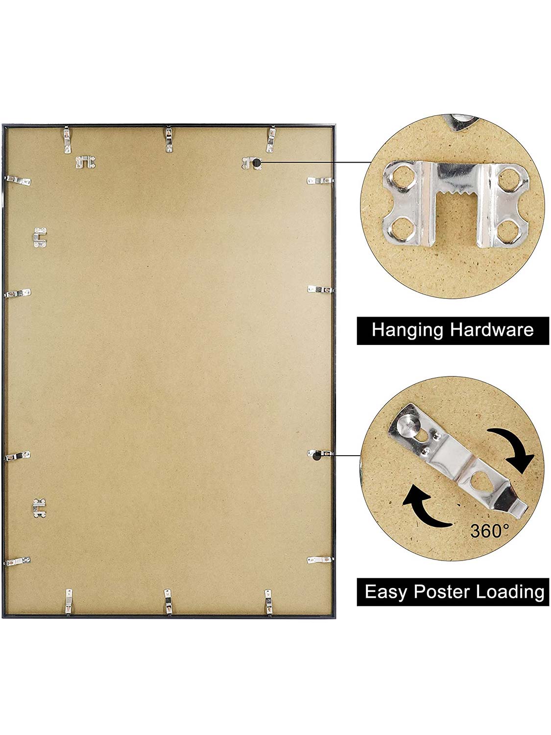 UV Protection Acrylic Hanging Hardware for Wall Mounting Poster Frame - Various Sizes Available