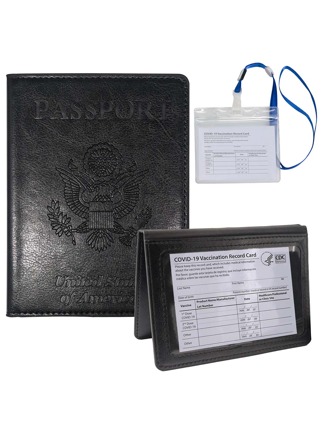 Leather Passport Wallets Cover with Waterproof Vaccine Card Holder - 4 Colors Available