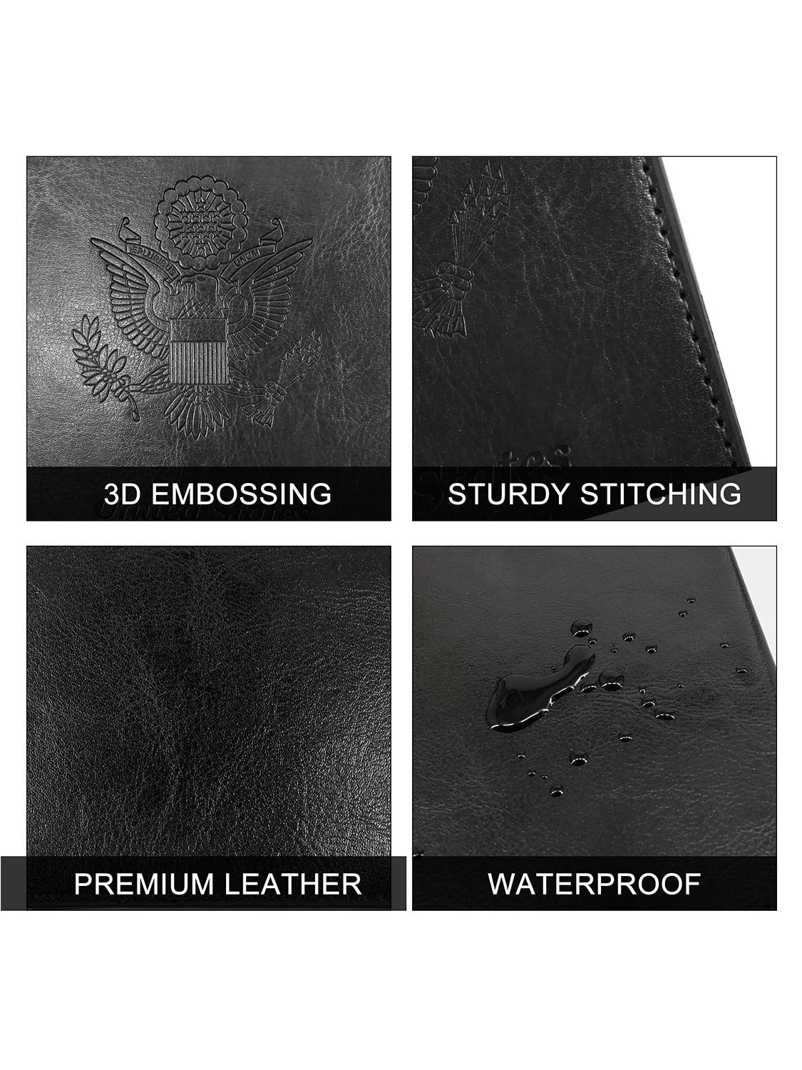 Leather Passport Wallets Cover with Waterproof Vaccine Card Holder - 4 Colors Available