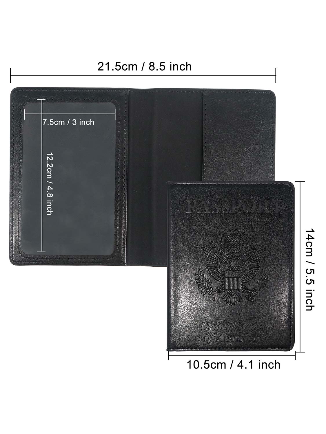 Leather Passport Wallets Cover with Waterproof Vaccine Card Holder - 4 Colors Available