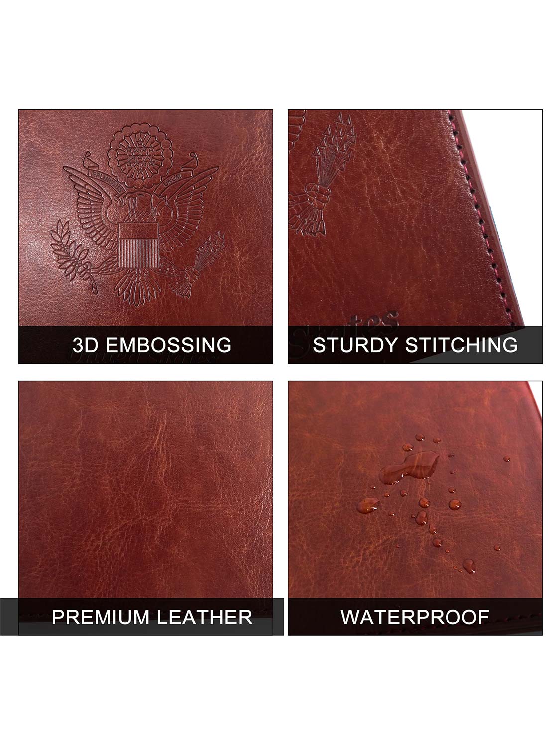 Leather Passport Wallets Cover with Waterproof Vaccine Card Holder - 4 Colors Available