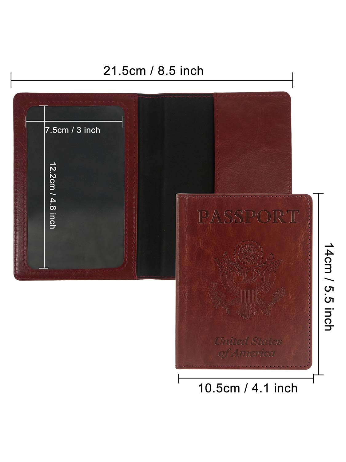 Leather Passport Wallets Cover with Waterproof Vaccine Card Holder - 4 Colors Available