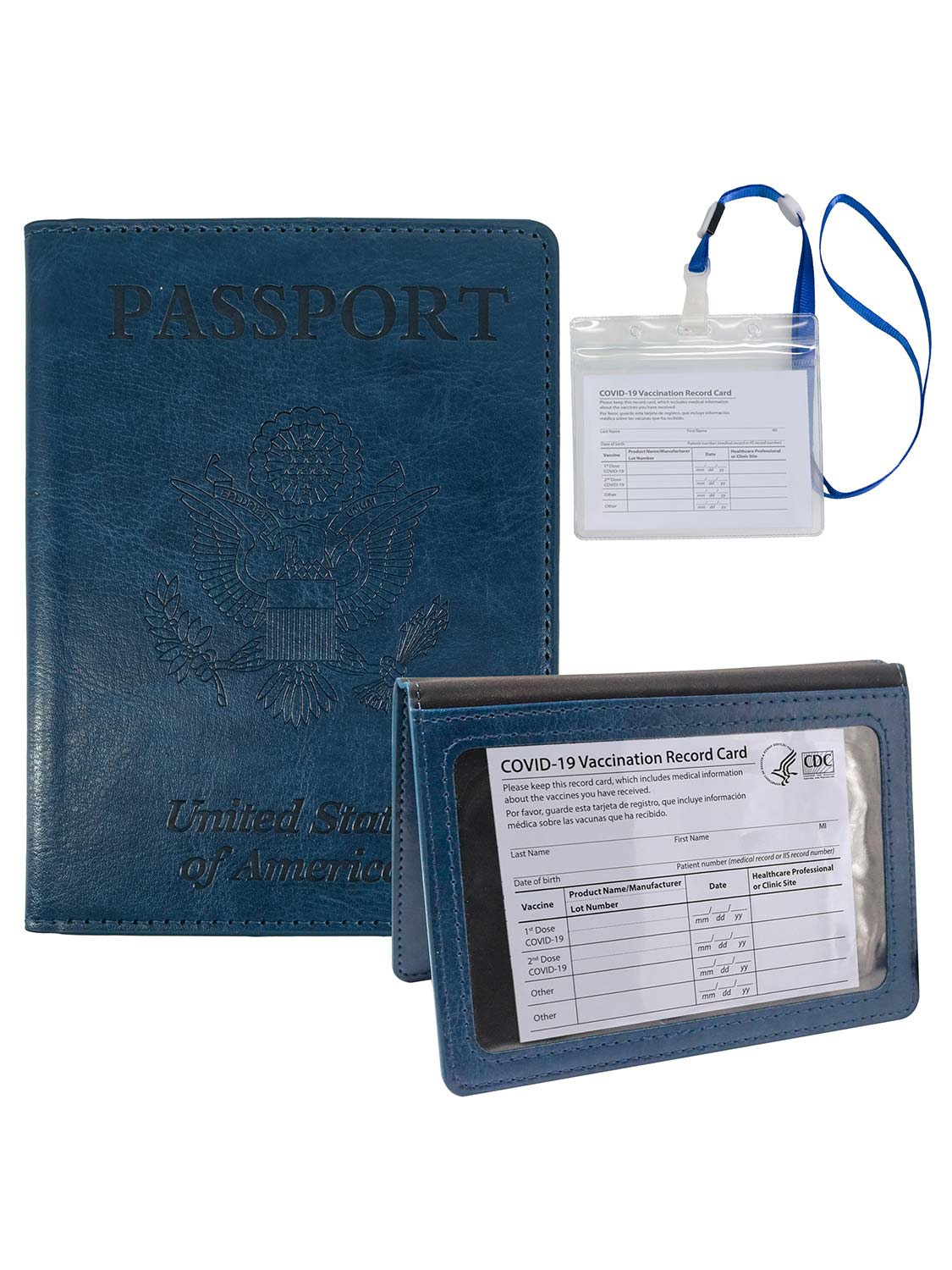 Leather Passport Wallets Cover with Waterproof Vaccine Card Holder - 4 Colors Available