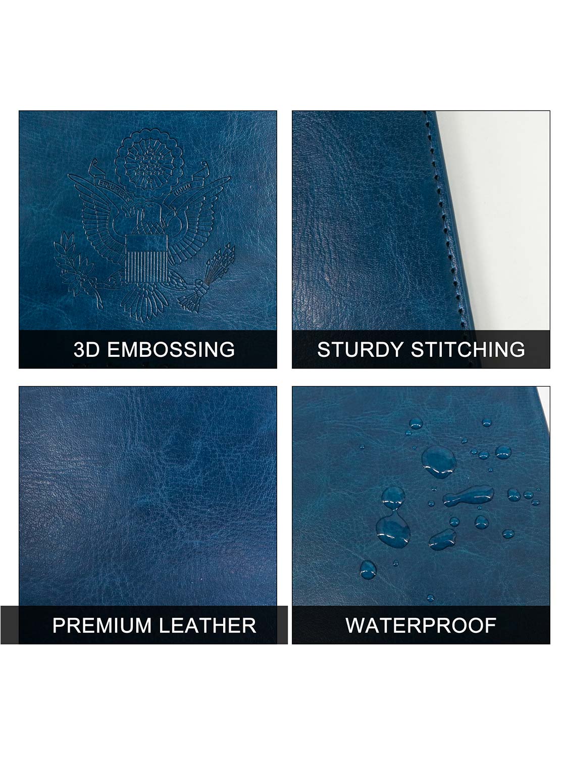 Leather Passport Wallets Cover with Waterproof Vaccine Card Holder - 4 Colors Available