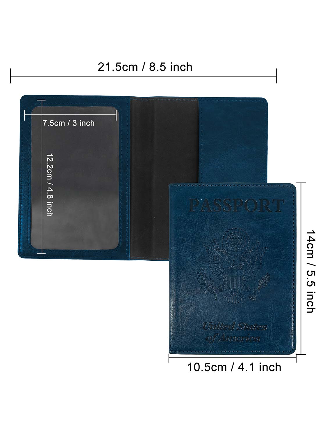 Leather Passport Wallets Cover with Waterproof Vaccine Card Holder - 4 Colors Available