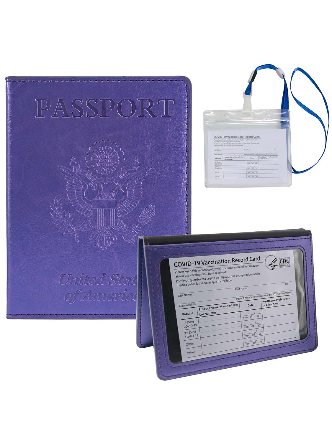 Leather Passport Wallets Cover with Waterproof Vaccine Card Holder - 4 Colors Available