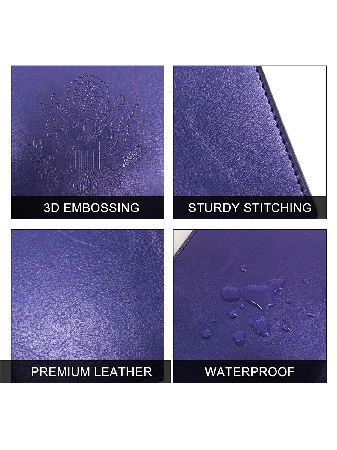 Leather Passport Wallets Cover with Waterproof Vaccine Card Holder - 4 Colors Available