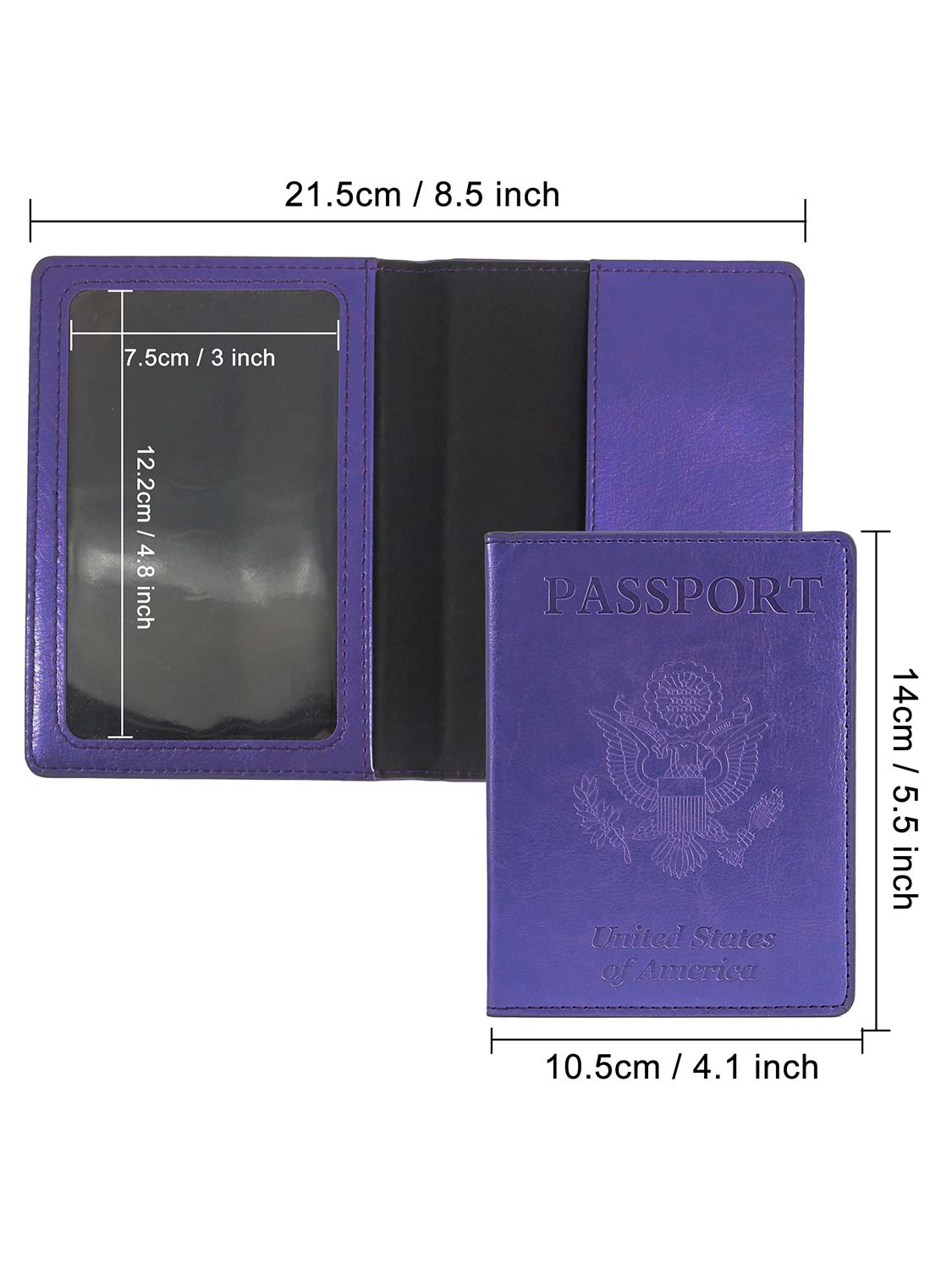 Leather Passport Wallets Cover with Waterproof Vaccine Card Holder - 4 Colors Available