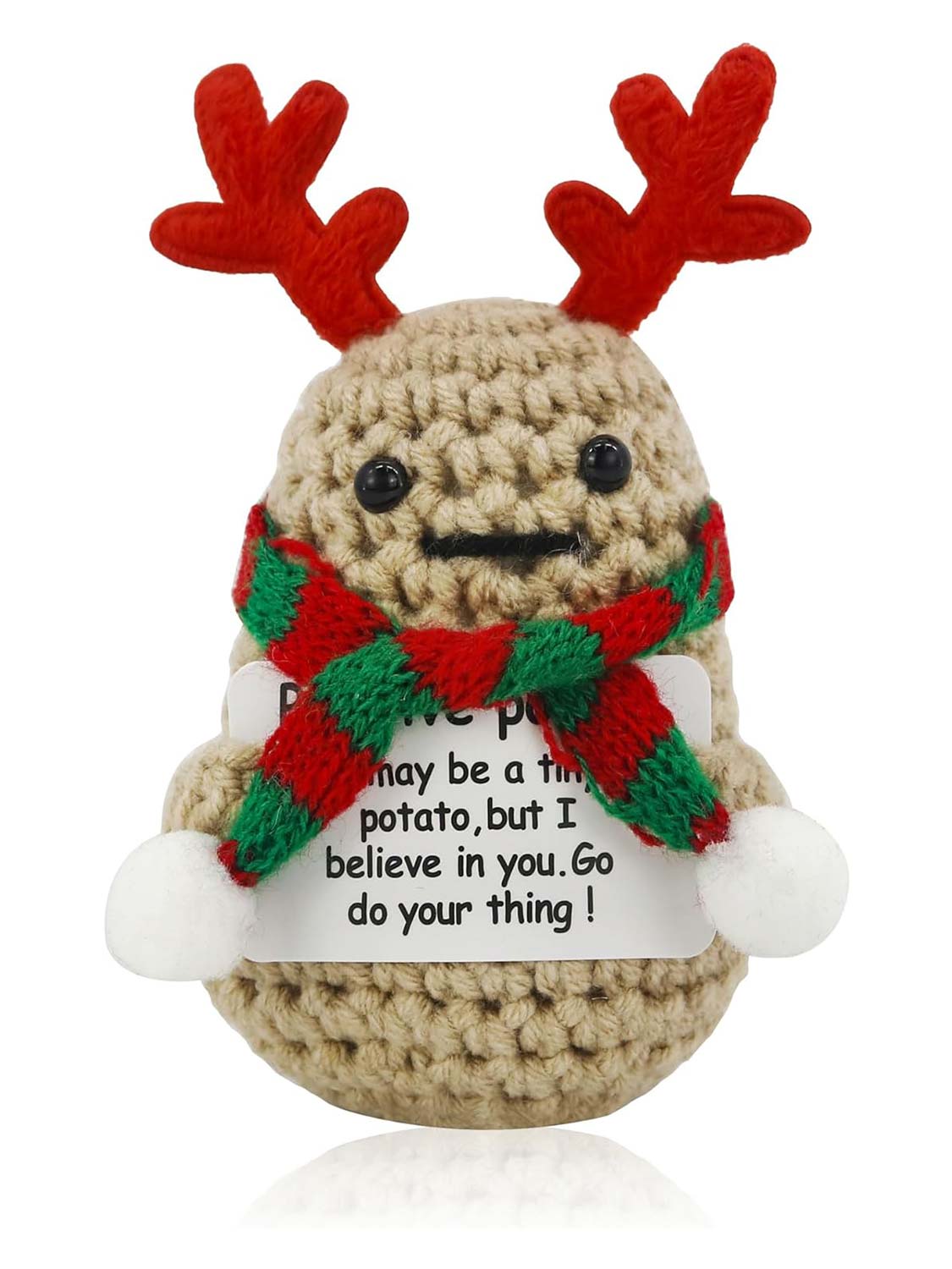 Handmade Wool Mini Crochet Knitted Inspirational Toy with Positive Card - 5 Styles Available