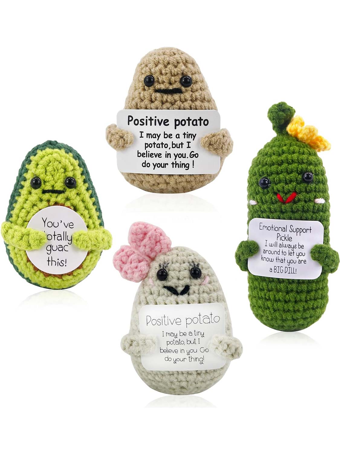 Handmade Wool Mini Crochet Knitted Inspirational Toy with Positive Card - 5 Styles Available