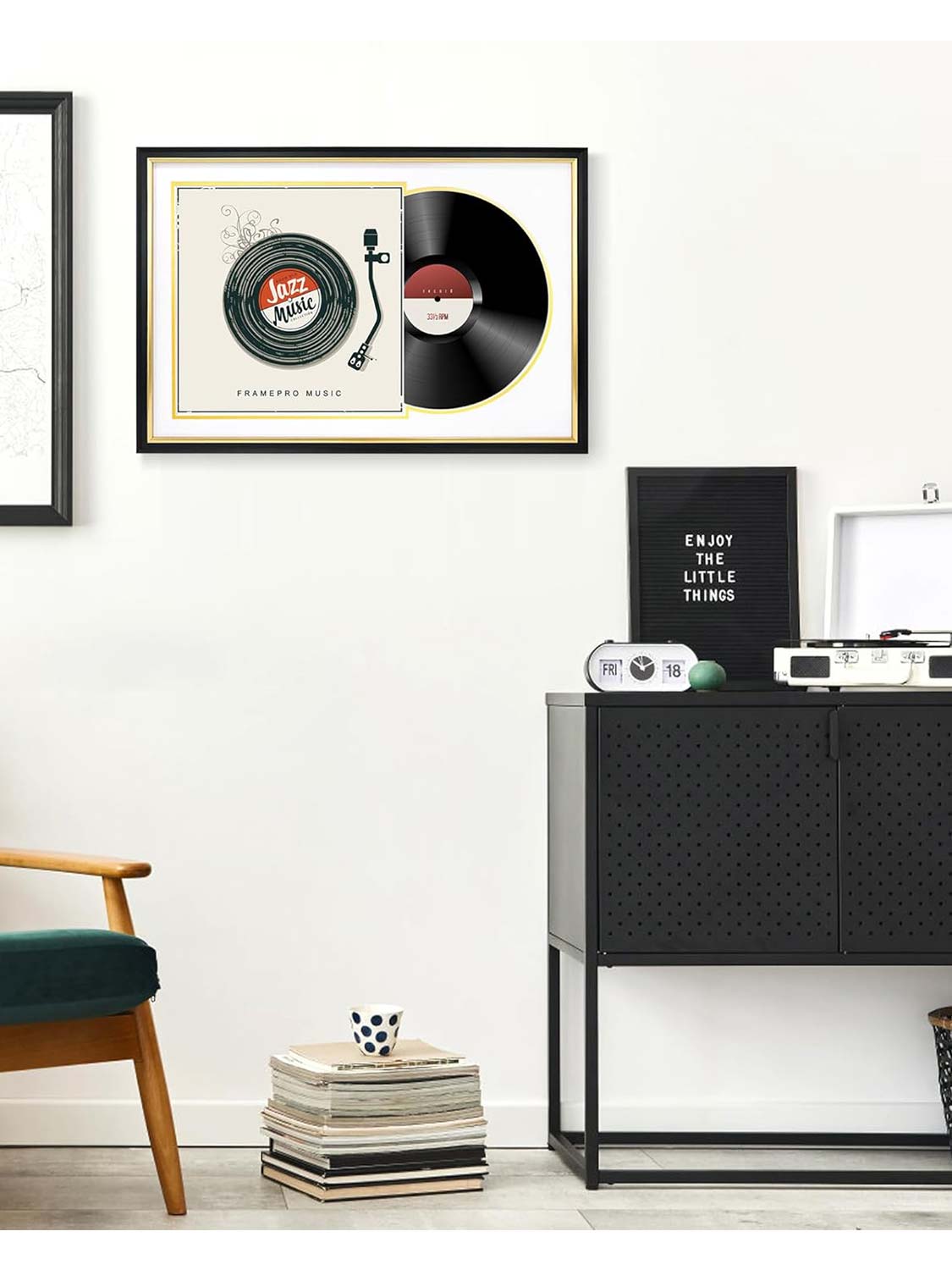 Black Vinyl Record Album Frame with Gold Trim for 12*12 LP Covers - 2 Colors Avialable