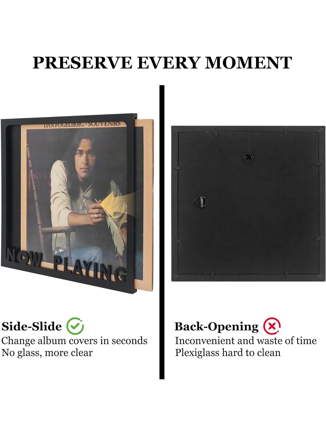 Now Playing Vinyl Record Frame for 12.5*12.5 Album Cover - 2 Colors Available