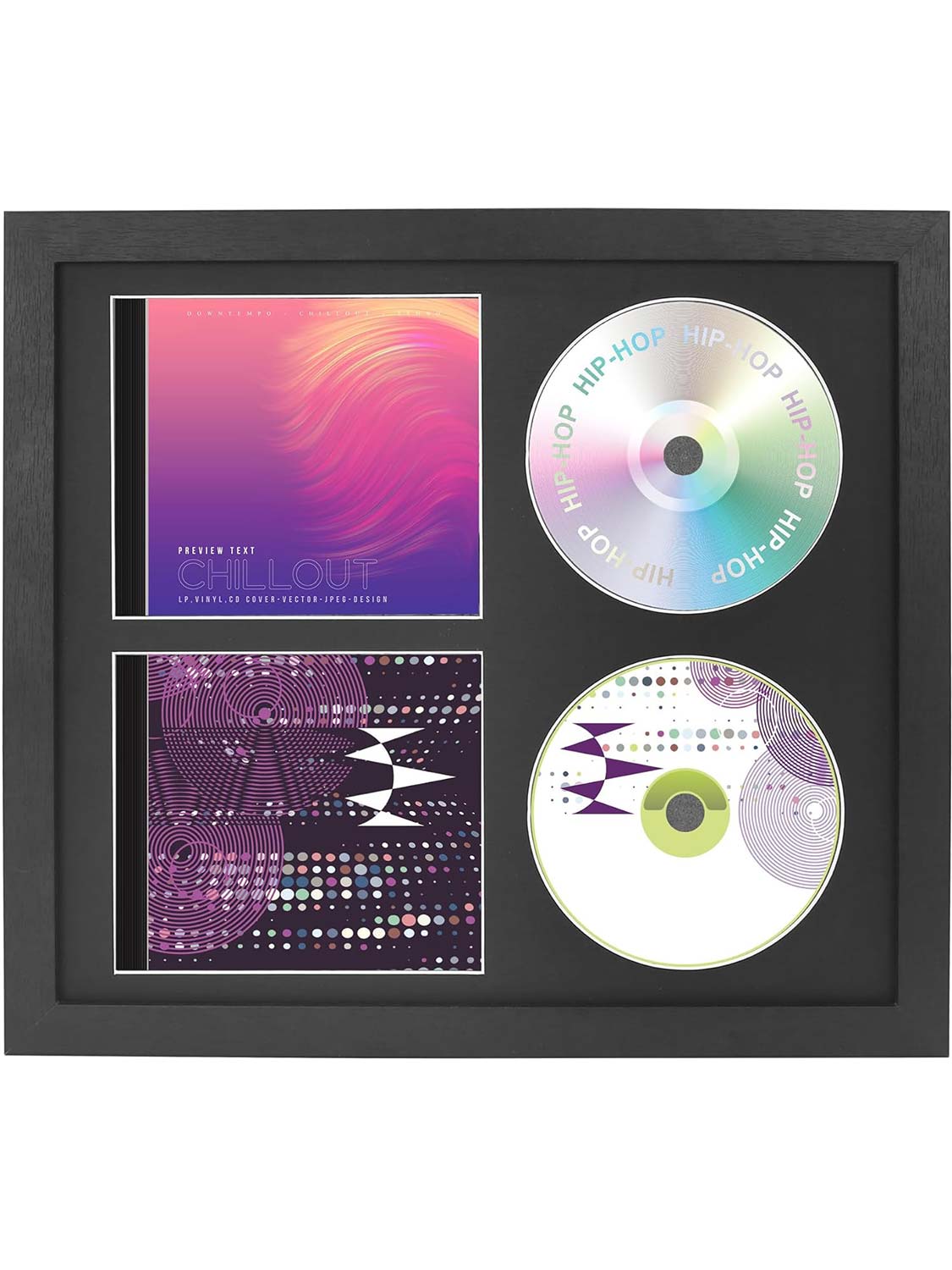 Double Black 14.2*12.8 Signed Record Discs Holder with Real Glass CD Display Frame Case - 2 Colors Available