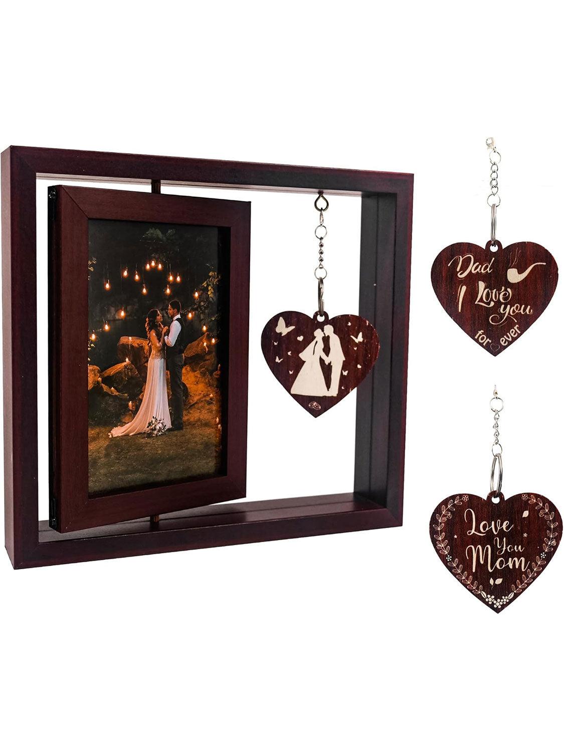 4x6 Rotating Picture Frame for Wedding Engagement Gifts & Dad/Mom Gifts