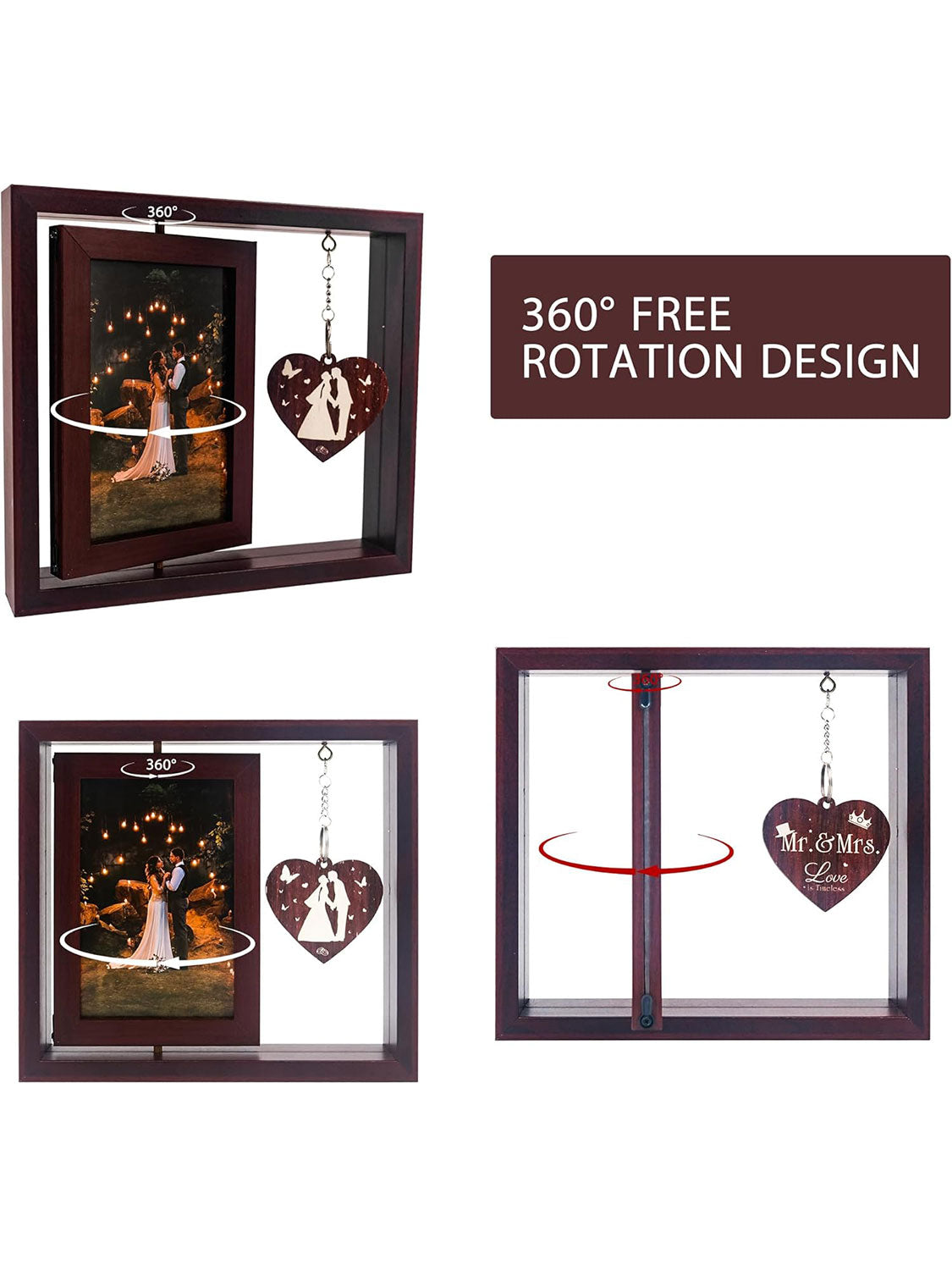 4x6 Rotating Picture Frame for Wedding Engagement Gifts & Dad/Mom Gifts