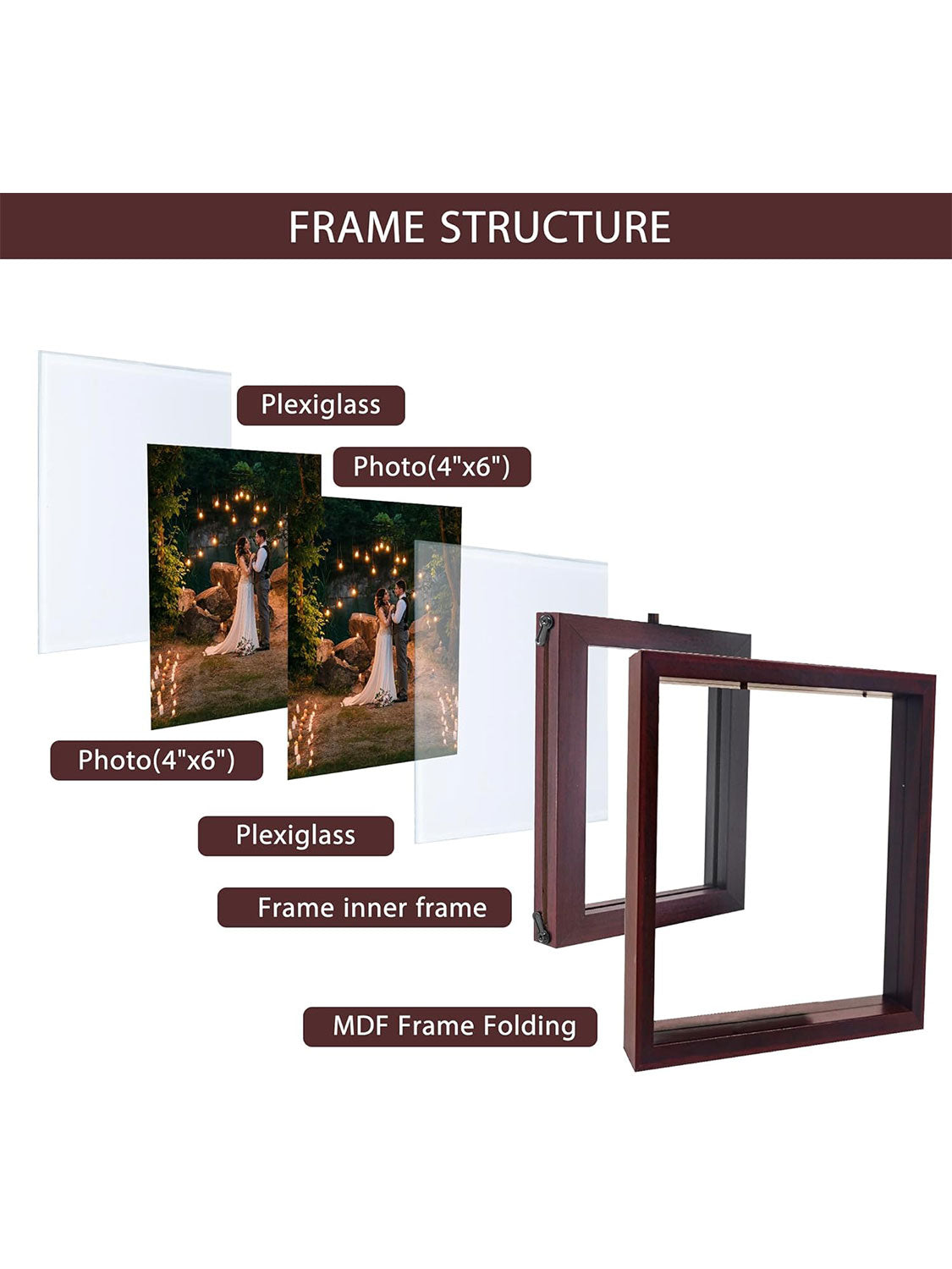 4x6 Rotating Picture Frame for Wedding Engagement Gifts & Dad/Mom Gifts