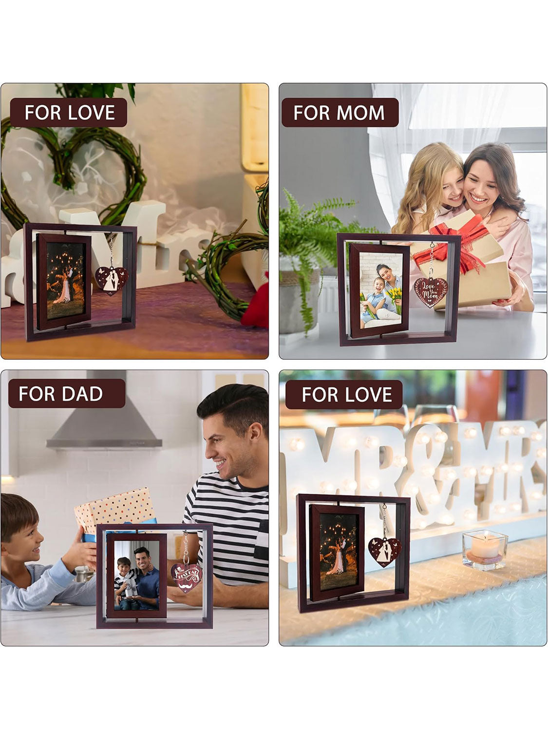 4x6 Rotating Picture Frame for Wedding Engagement Gifts & Dad/Mom Gifts