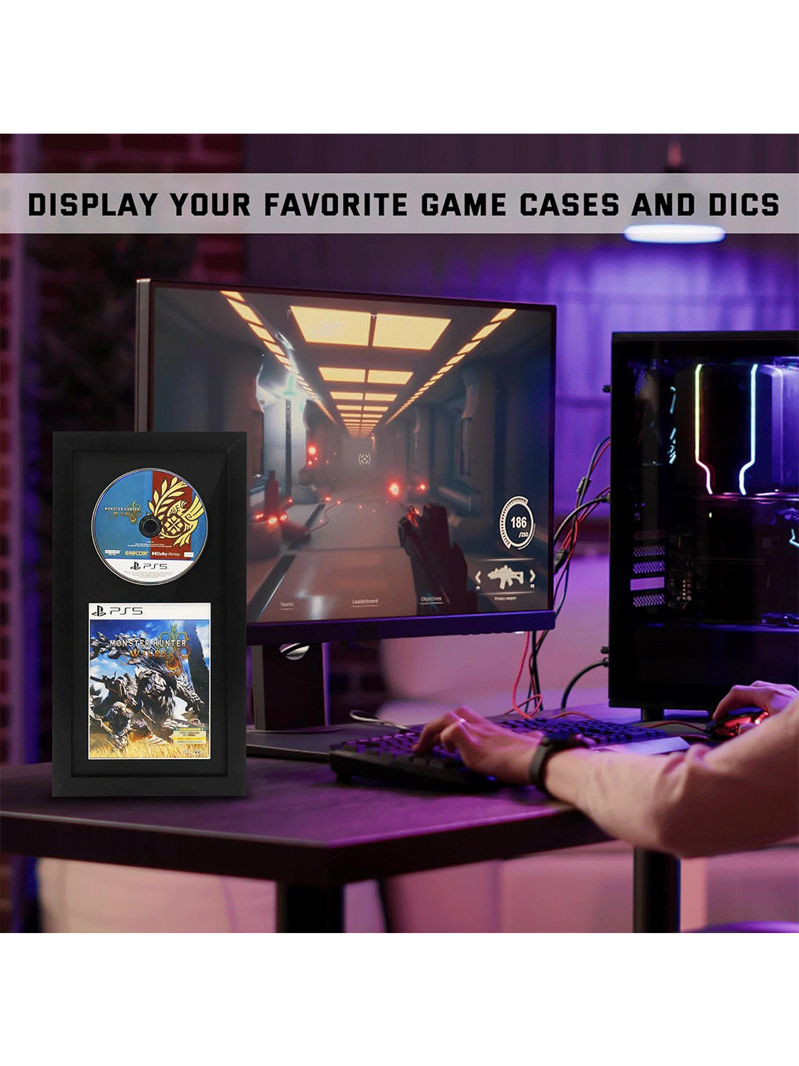 Black PS5 Game Display Case for 5.3* 6.7 Game Case & Disc Showcase