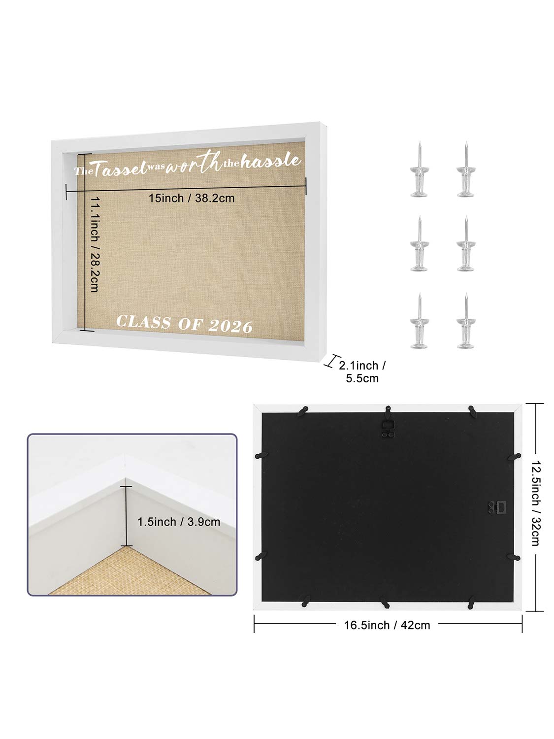 12.5*16.5 Class of 2026 Graduation Cap Shadow Box with Stick Pins