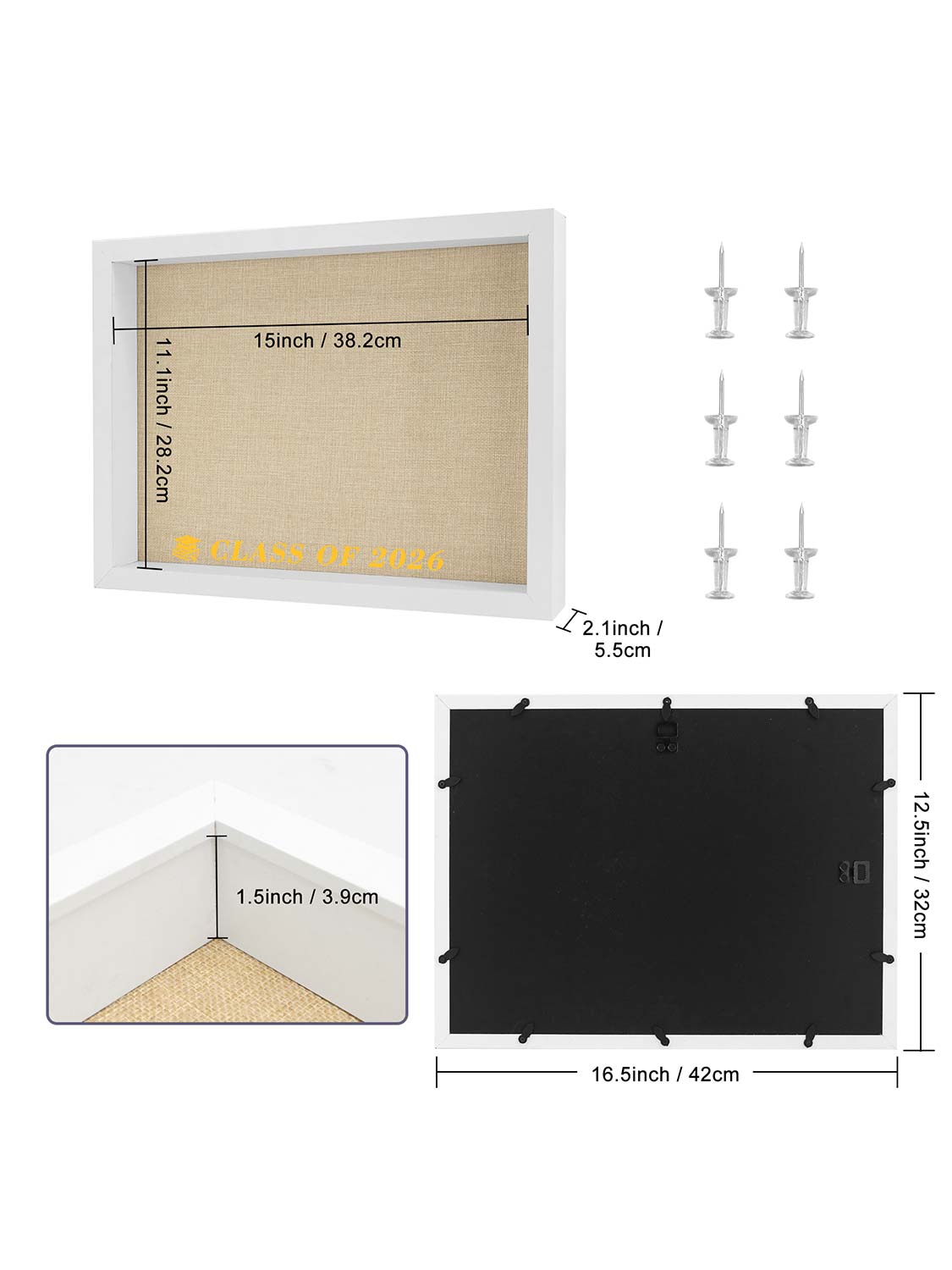 12.5*16.5 Class of 2026 Graduation Cap Shadow Box with Stick Pins