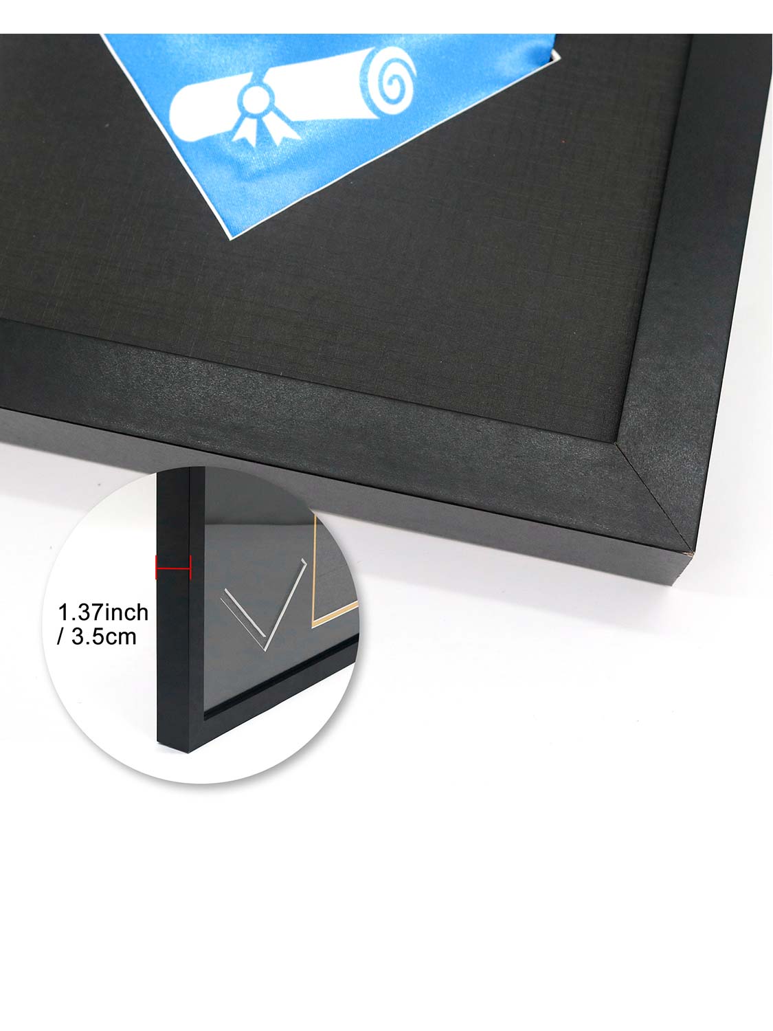 Black MDF Graduation Shadow Box Frame for 8.5*11 Diploma, Stoles & 5*7 picture - 2 Sizes Avalilable