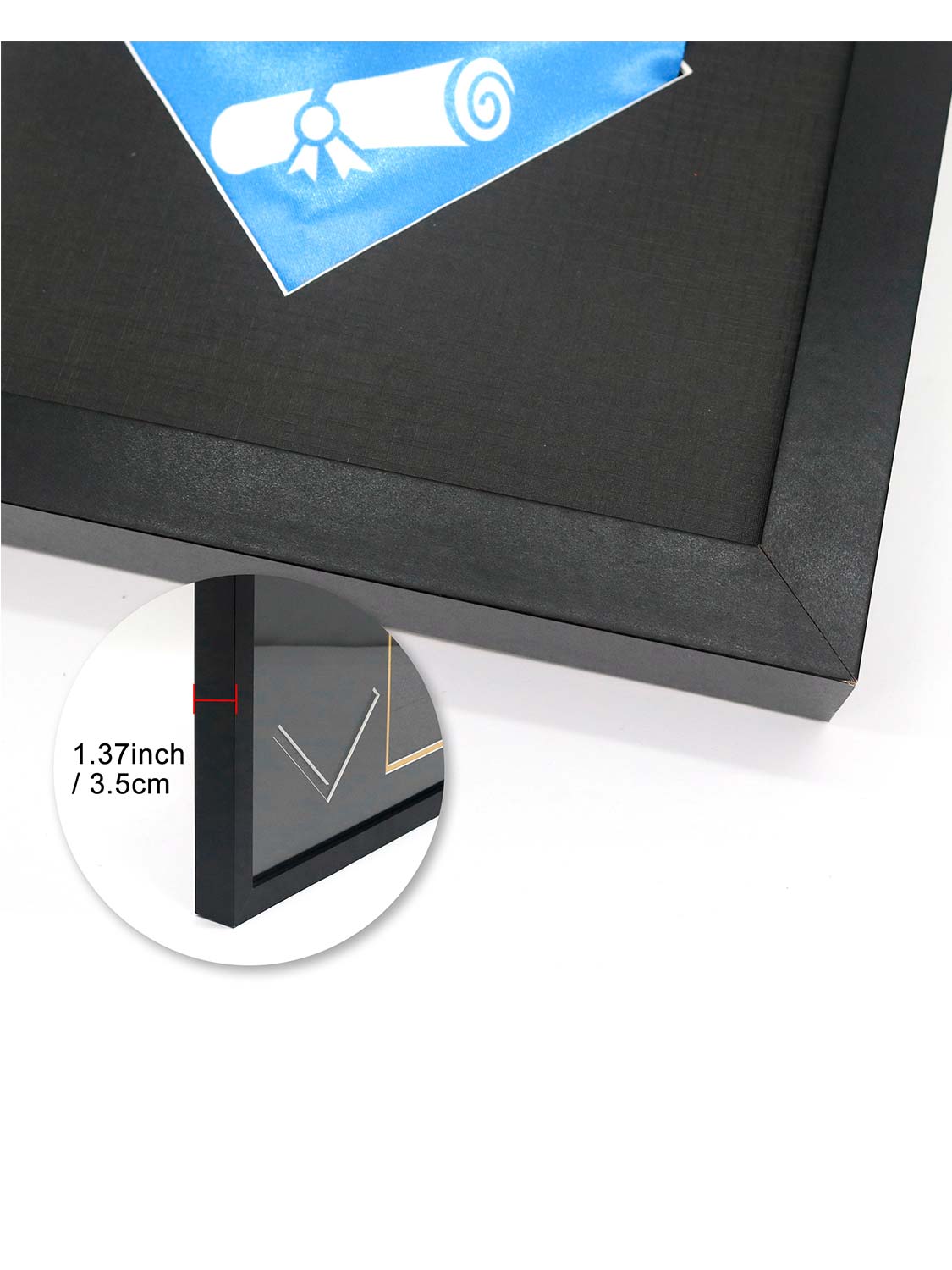 Black MDF Graduation Shadow Box Frame for 8.5*11 Diploma, Stoles & 5*7 picture - 2 Sizes Avalilable