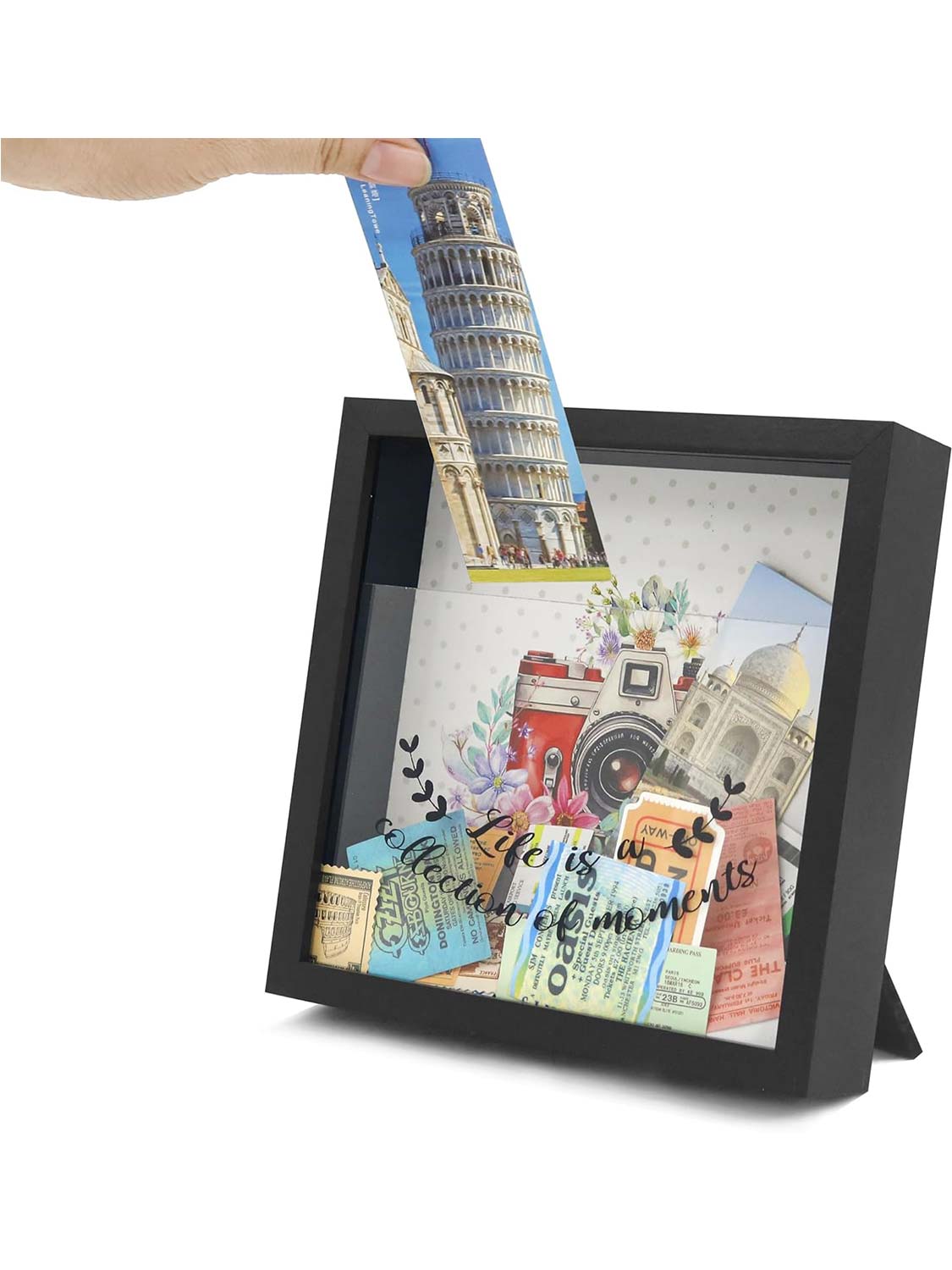 8*8 Travel Memory Shadow Box Ticket Stub Organizer with Slot - Various Colors & Styles Available
