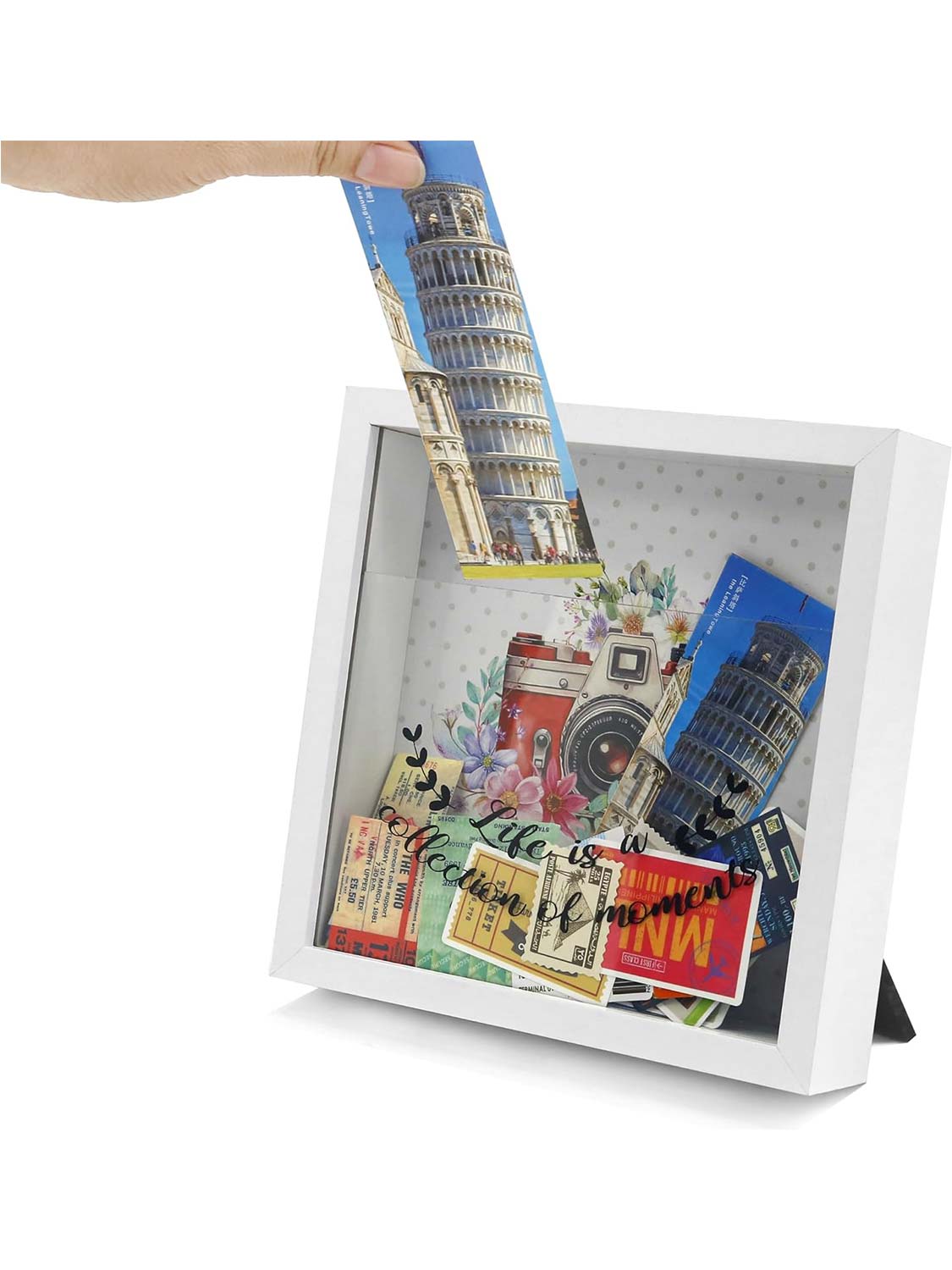 8*8 Travel Memory Shadow Box Ticket Stub Organizer with Slot - Various Colors & Styles Available