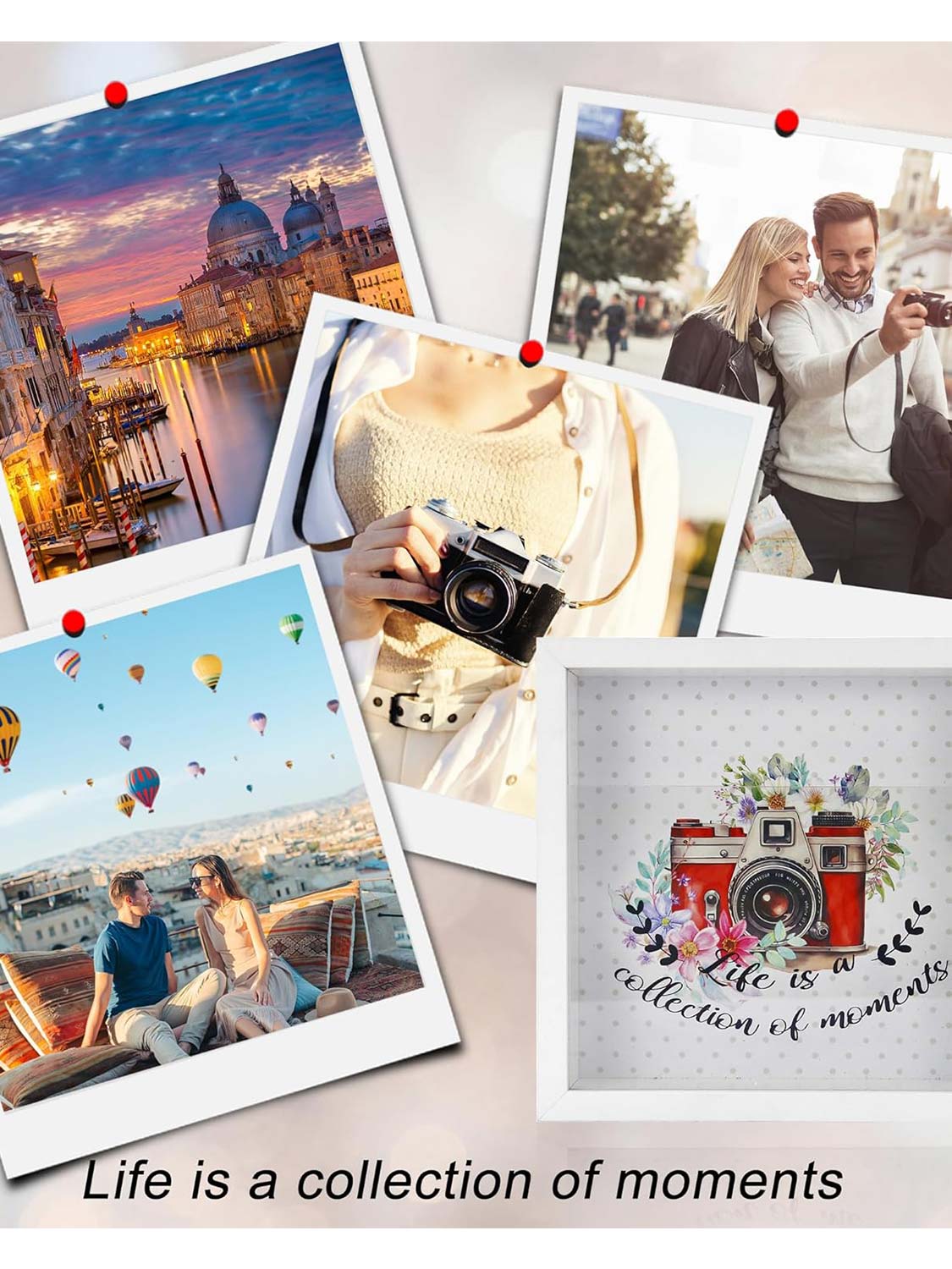 8*8 Travel Memory Shadow Box Ticket Stub Organizer with Slot - Various Colors & Styles Available